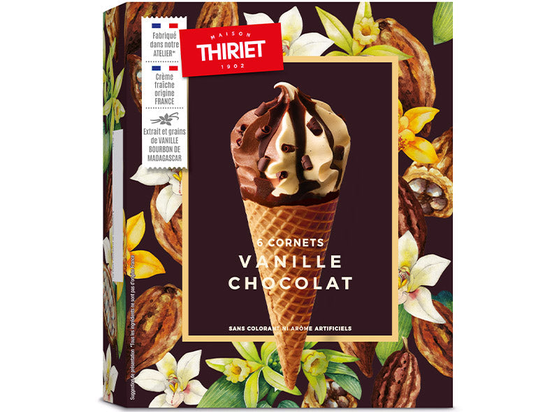 Thiriet Cones Classico Vanilla-Chocote 420G  -  6Pc