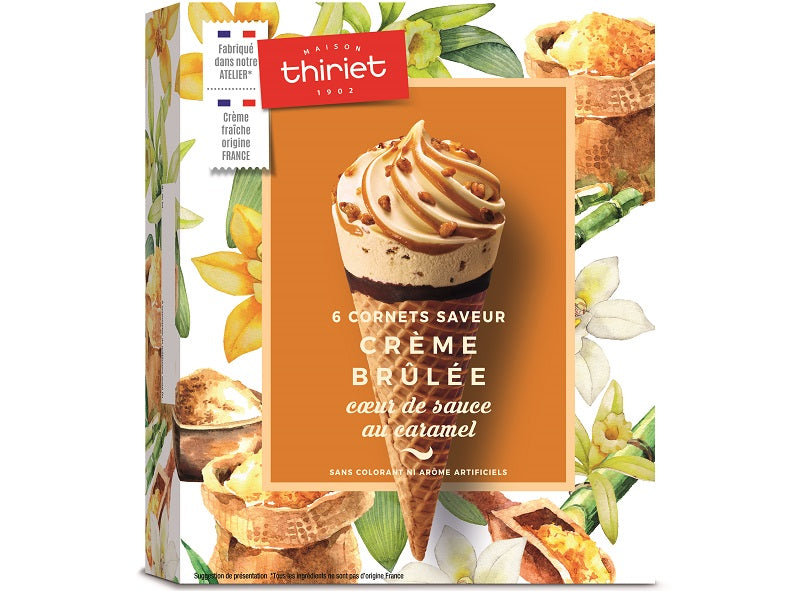Thiriet Cones Creme Brulee 462G  -  6Pc