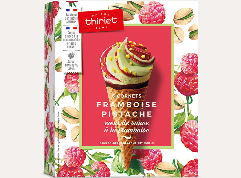 Thiriet Cones Raspberry Pistachio 474G - 6Pc