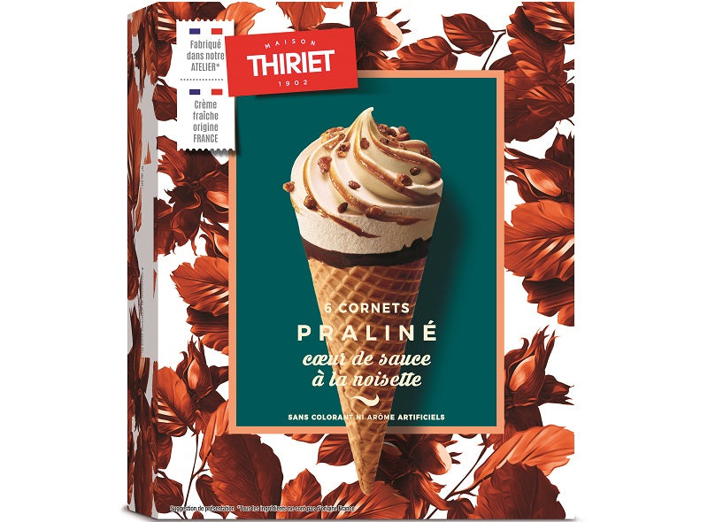 Thiriet Cones Hazelnut Praline 462G  -  6Pc