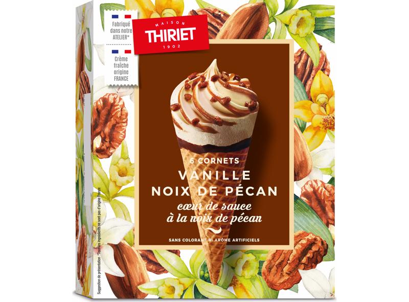 Thiriet Cones Vanilla Pecan Nuts 462G  -  6Pc