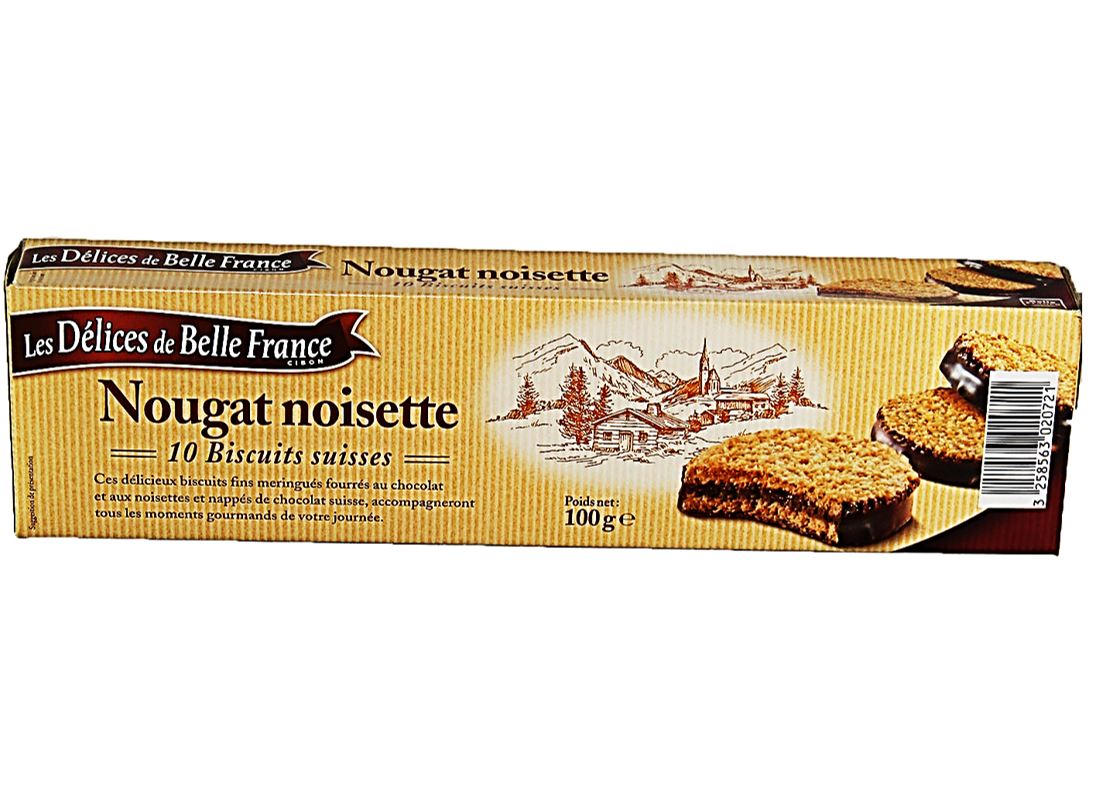 Delices De Belle France Nougat Hazelnut Biscuits  - 100 G