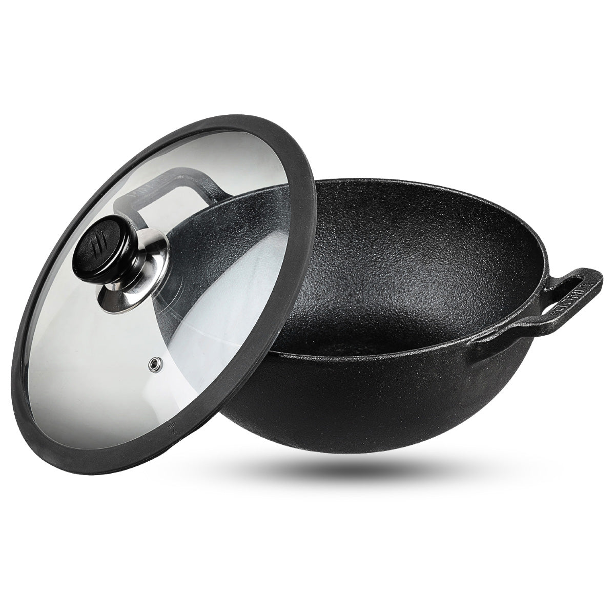 Vinod Legacy Pre Seasoned Cast Iron Kadai with Glass Lid - 4.3 L - LCIDK26