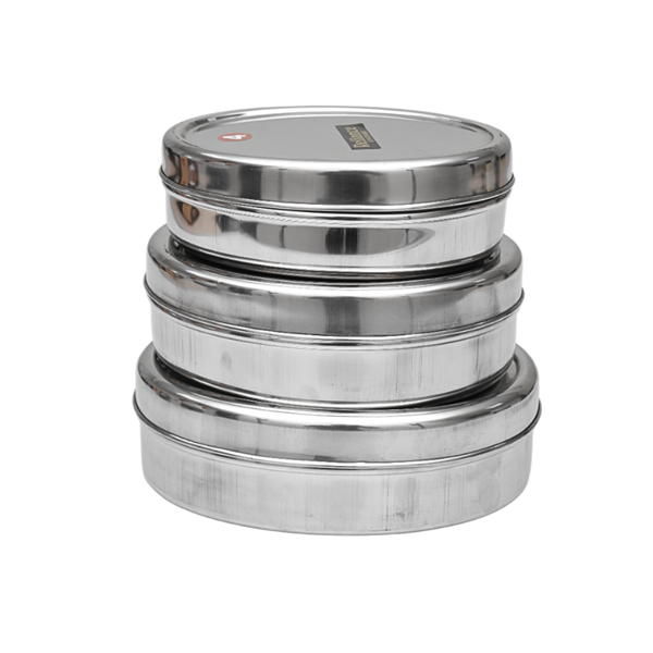 Stainless Steel Nested Oval Snack Dabba - Set Of 3