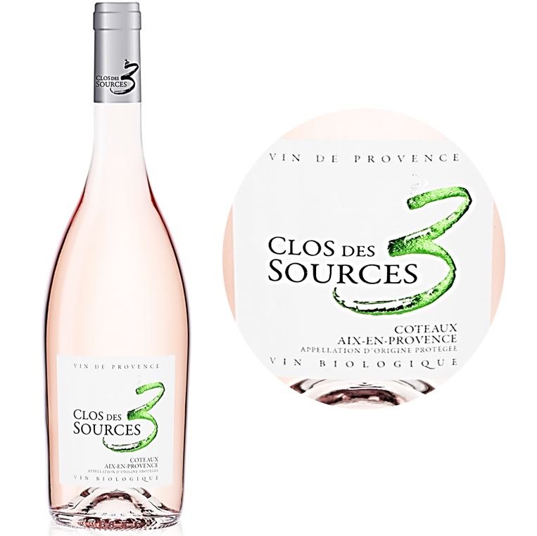 Clos Des 3 Sources Grenache Org Coteaux Aix Rose Wine  - 75Cl