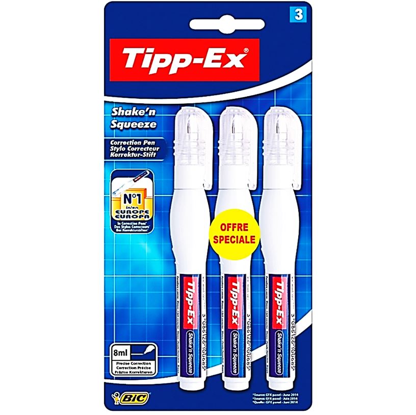 Tipp-Ex 3 Shake N Squeeze Correction Pens  -  3Pc