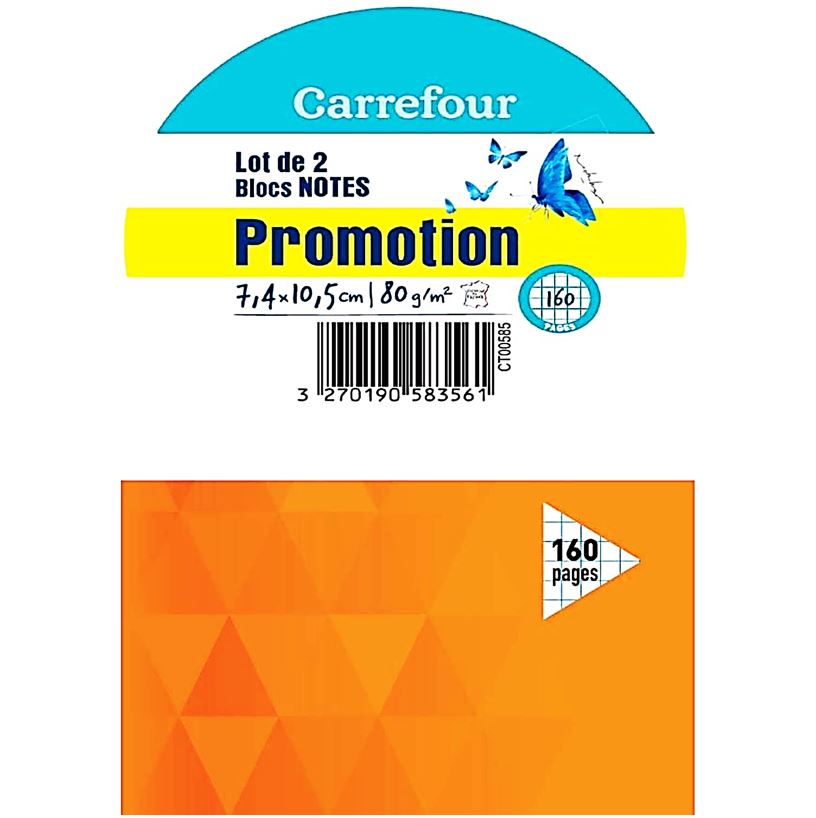 Carrefour Head-Stapled Notepads Small Grids  -  2 Pc