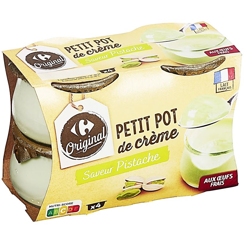 Carrefour Pistachio Flavored Cream Pots Dess  - 100 G