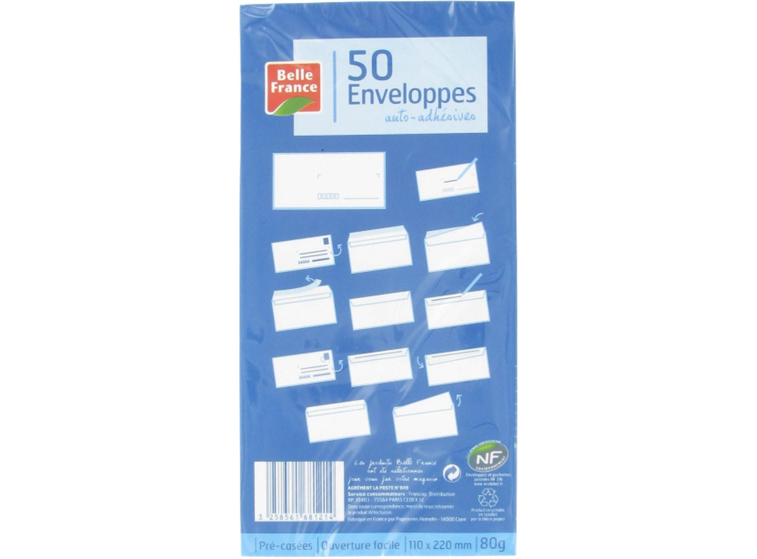 Belle France White Self-Adhesive Envelopes Dl  - 50Pc