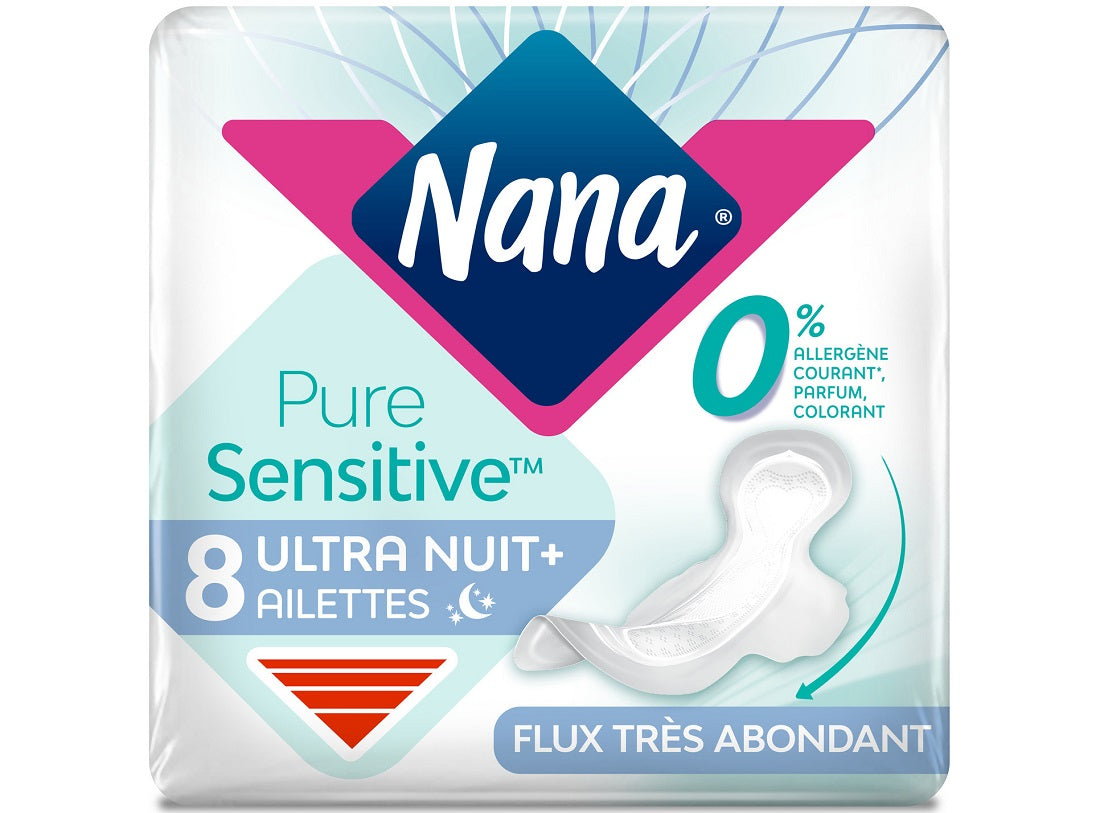 Nana Pure Sensitive Ultra Night Pads  -  8Pc