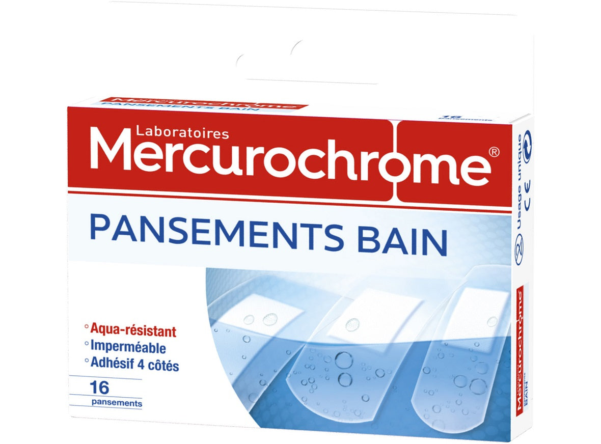 Mercurochrome Waterproof Bath Plasters  - 16Pc