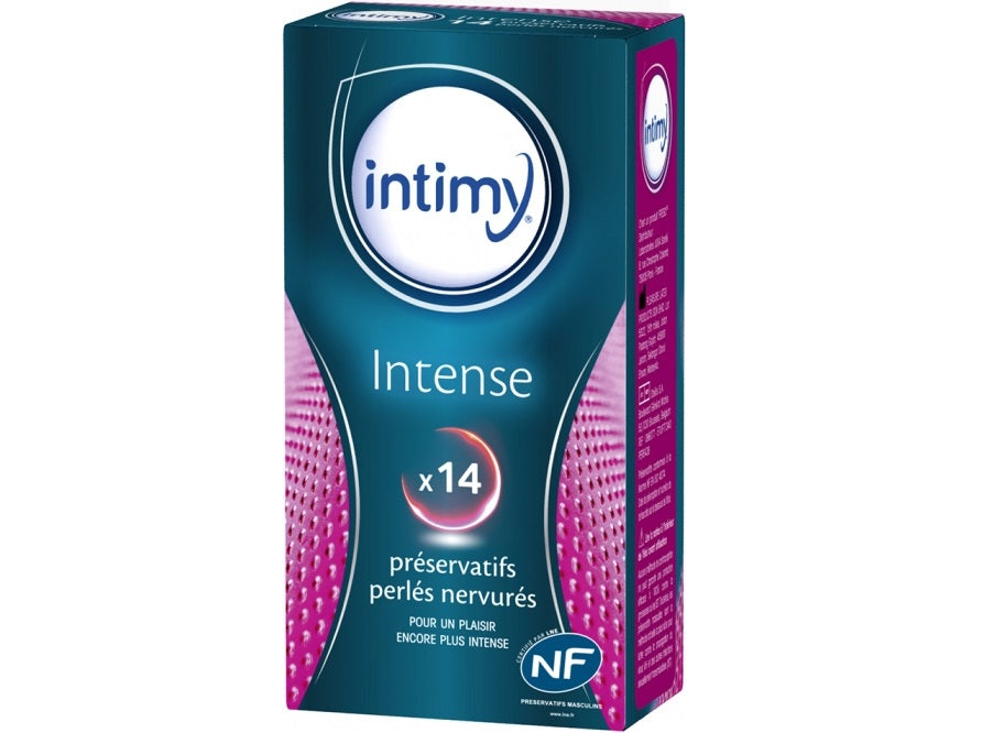 Intimy Intense Ribbed Beaded Condoms  - 14Pc