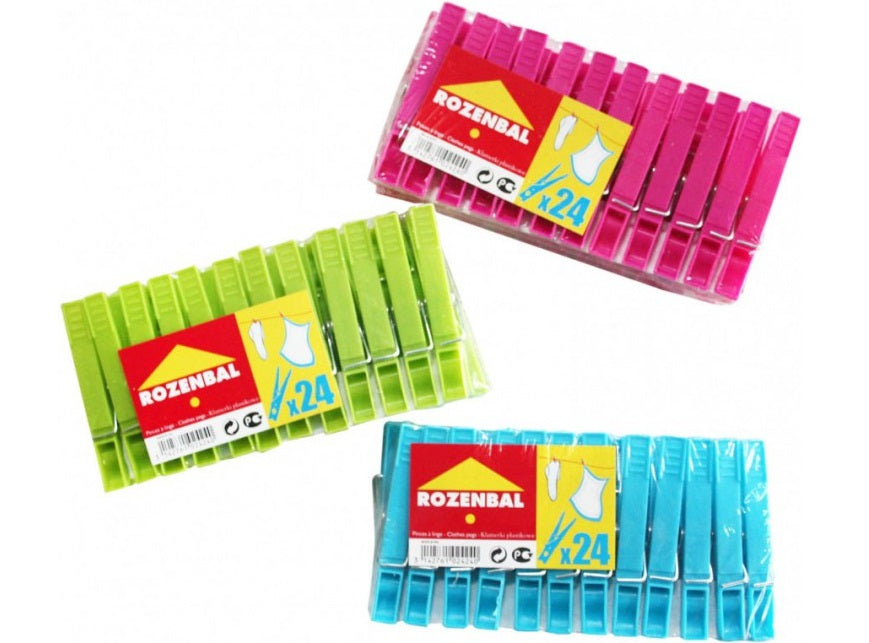 Rozenbal Plastic Clothes Pins  - 24Pc
