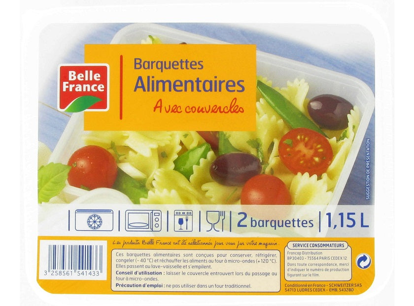 Belle France Food Trays With Lids 1.15L  -  2Pc