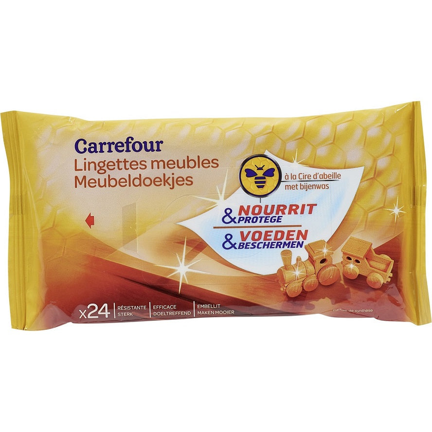 Carrefour Beeswax Furniture Wipes  - 24Pc