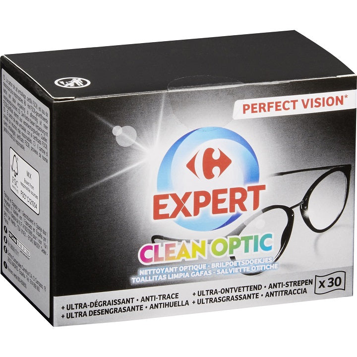 Carrefour Ultra Degreasing Optical Wipes  - 30Pc