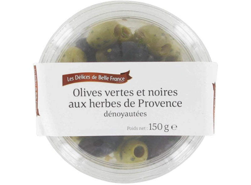 Delice De Belle France Pitted Provence Green Black Olives  - 150 G