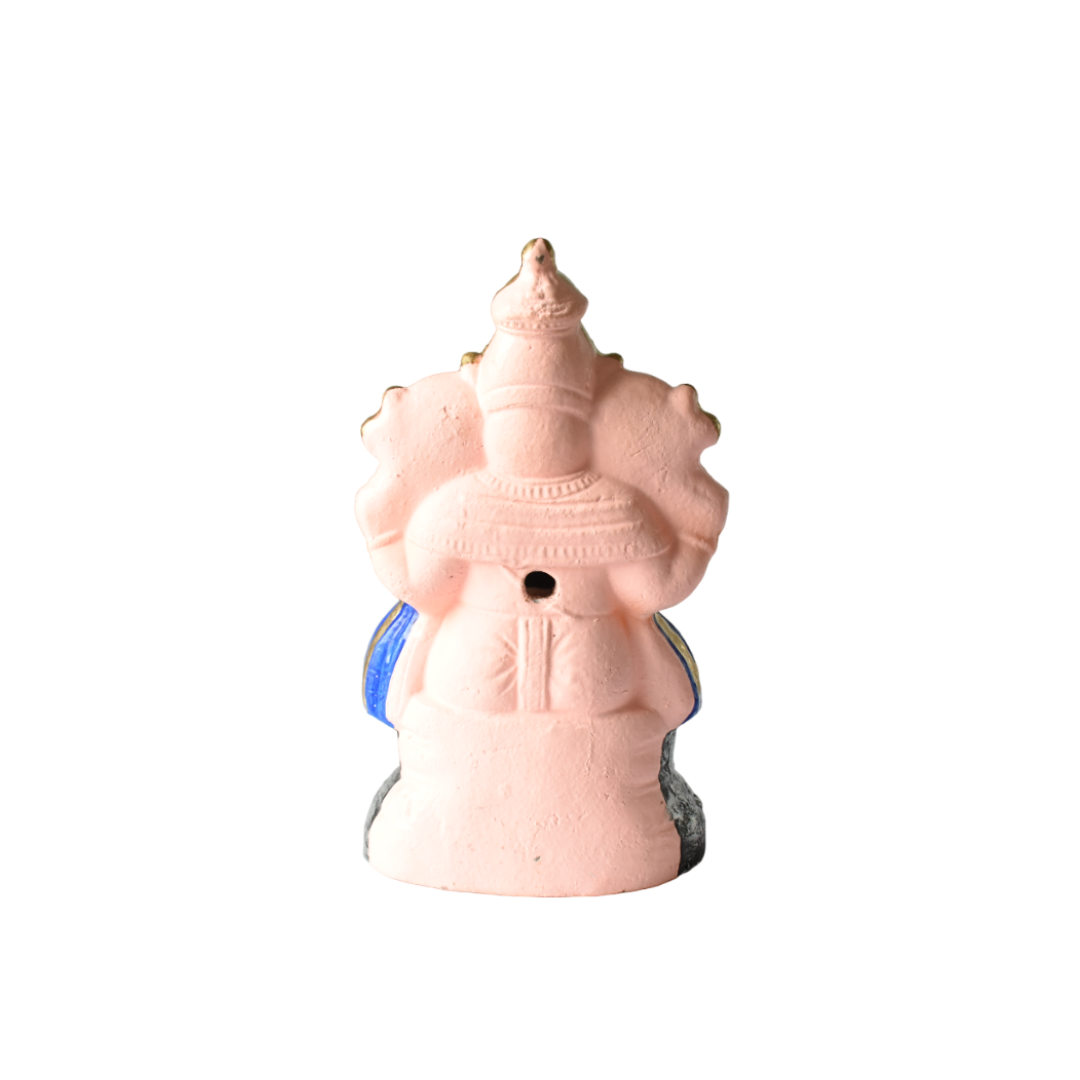Ganesha Statue Painted Multicoloured Idol Made With Real Clay Pink - 1.2 Feet