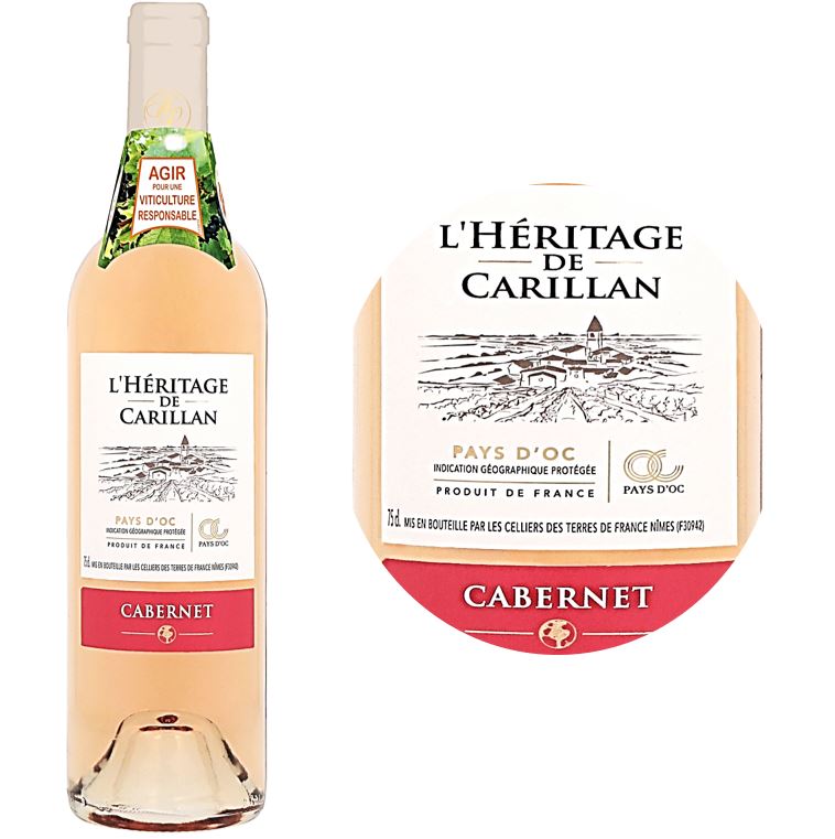 L Heritage De Carillan Cabernet Sauvignon Languedoc Rose Wine  - 75Cl