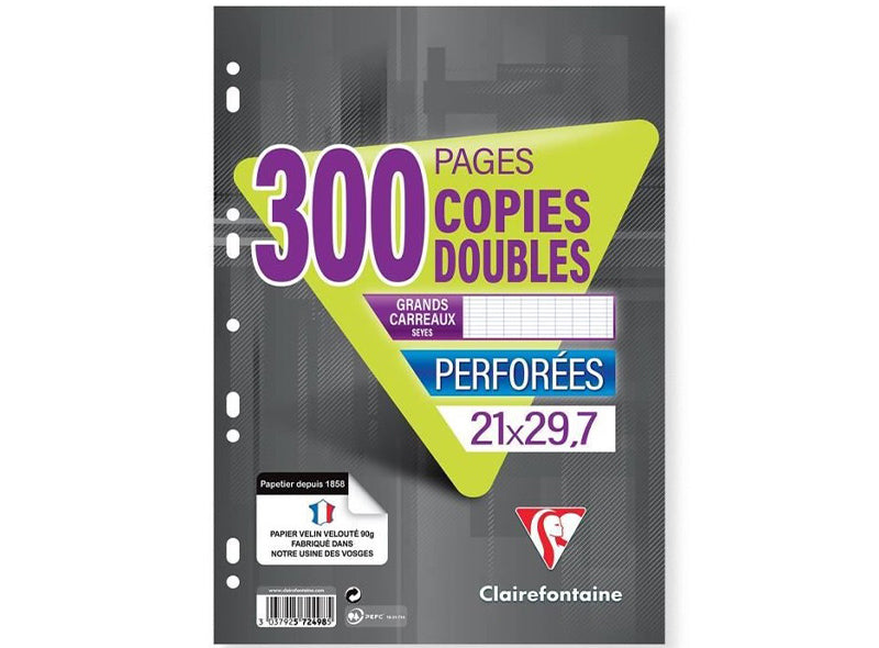 Clairefontaine Double Sheets Punched Large Grids  - 75Pc