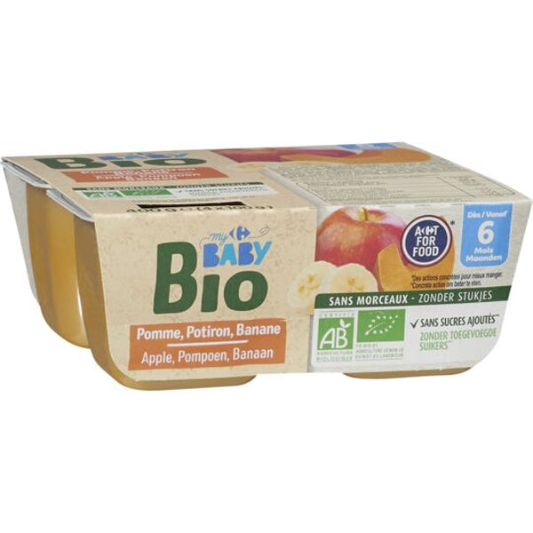 Carrefour Org Apple Pumpkin Banana Compote  - 100 G