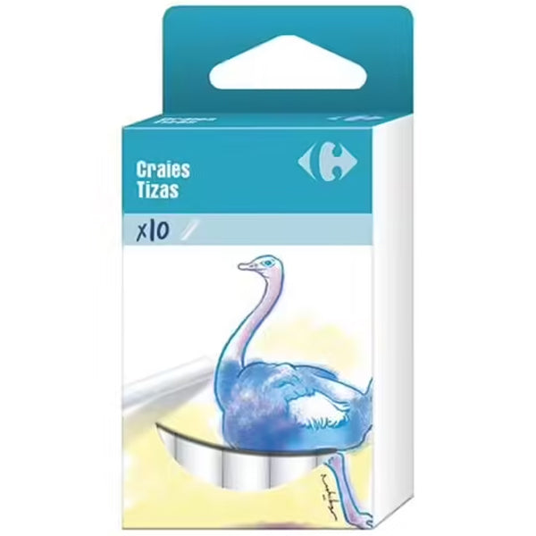 Carrefour Box Of 10 White Chalks  - 10Pc