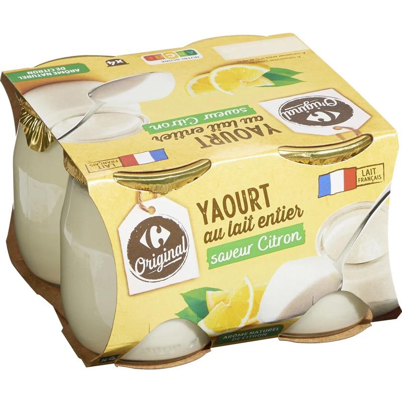 Carrefour Whole Milk Lemon Yogurt  - 125 G