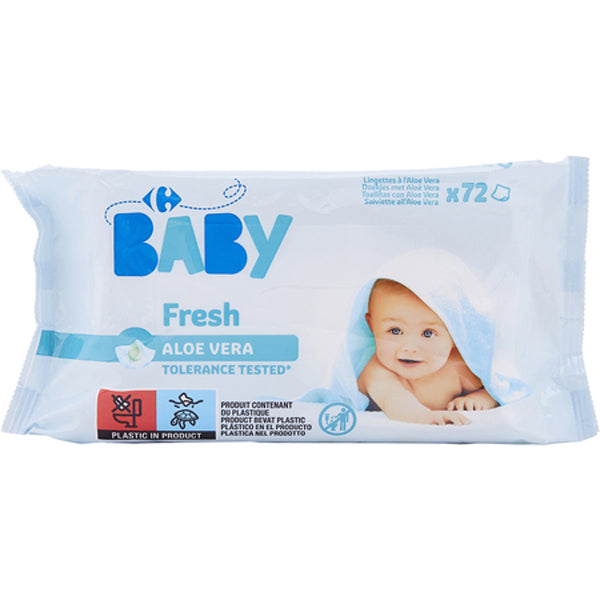 Carrefour Fresh Aloe Vera Wipes  - 72Pc