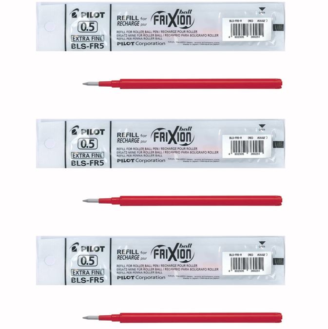 Pilot 3 Red Frixion Refills 0.5Mm  -  3Pc