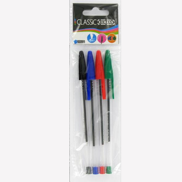 Ulmann 4 Assorted Ballpoint Pens Medium Point  -  4Pc