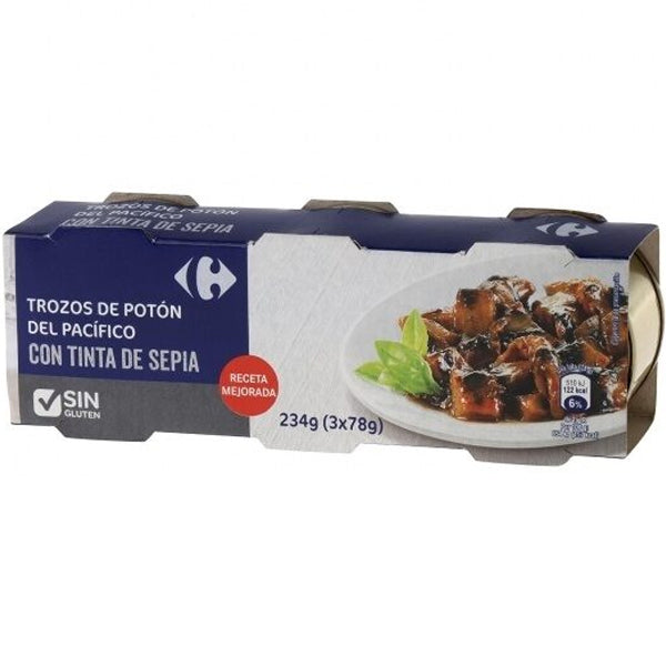 Carrefour Espana Chunks Of Squid From Pacific In Ink  -  78 G