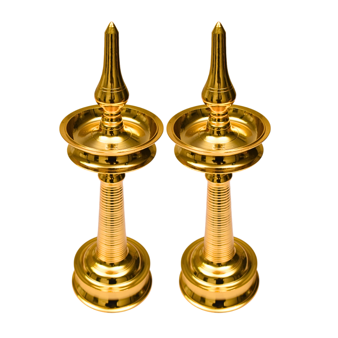 Authentic Gold Plated Brass Kerala Lamp Nilavilakku - 2 pc