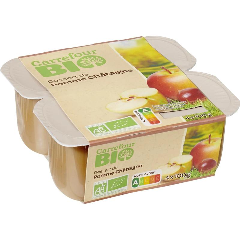 Carrefour Dess Compote Apple Chestnut Org  - 100 G