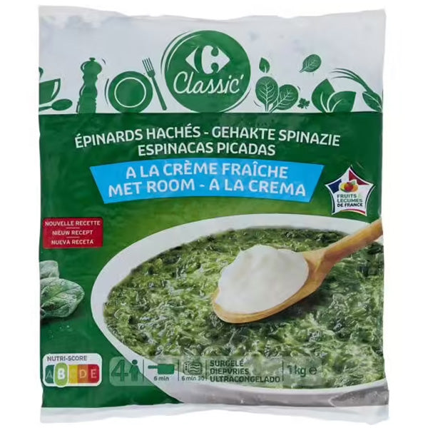 Carrefour Chopped Spinach With Cream  -  1Kg