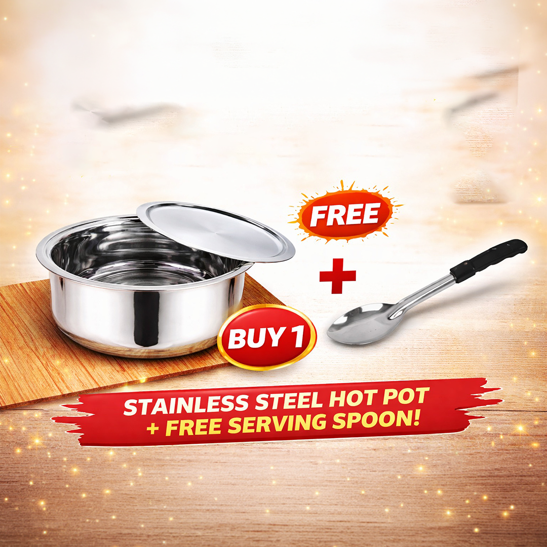 Vinod Stainless Steel 304 Grade Tope/Patila/Topiya with Lid - 2.2 L (18 cm) - TPL18 + FREE Serving Spoon 1 Pc