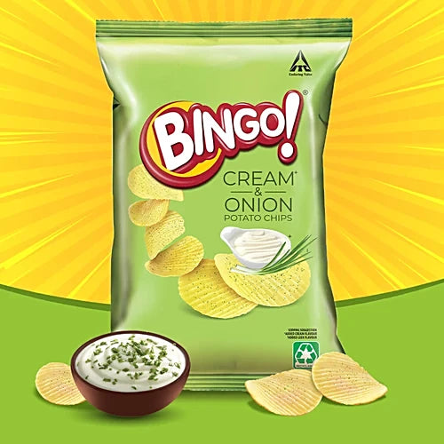 Bingo Cream And Onion Potato Chips - 110 g
