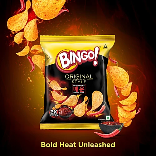 Bingo Original Style Korean Style Hot & Spicy Potato Chips - 90 g