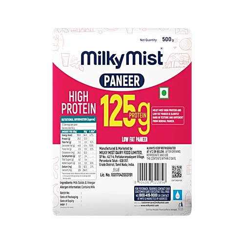 Milky Mist Fresh Low Fat Paneer High in Protein - 500 g
