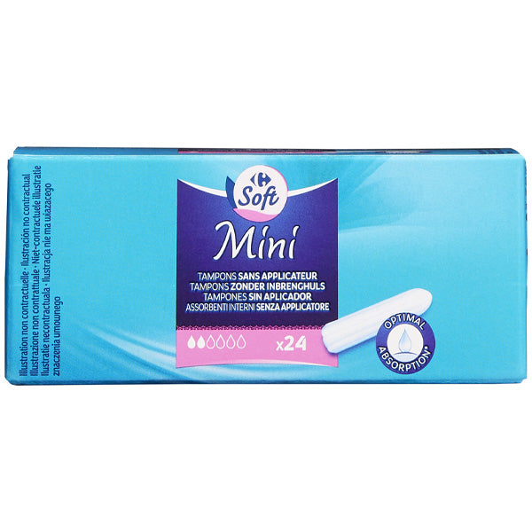 Carrefour Mini Tampons Without Applicators  - 24Pc