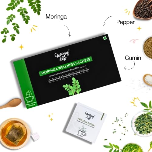 Greeny Dip Moringa Wellness Sachets (14-Day Pack)  - 1 Box