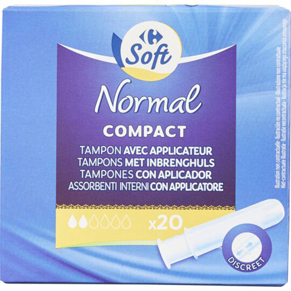 Carrefour Compact Normal Tampons Applicator  - 20Pc