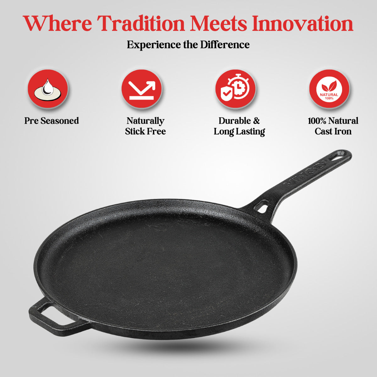 Vinod Legacy Pre-Seasoned Cast Iron Dosa Tawa - 28 cm - LCIDT28