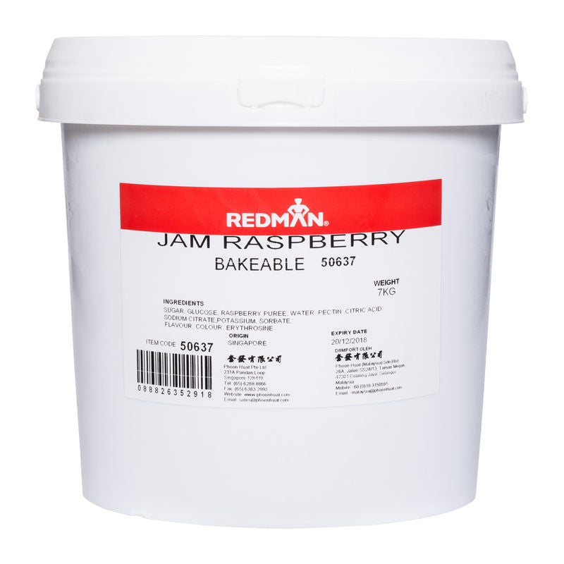 Redman Raspberry Bakeable Jam  -  7Kg