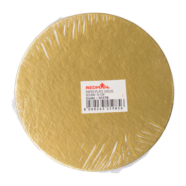 Redman Paper Plate (Gold Mat) Rd  - 10 Cm