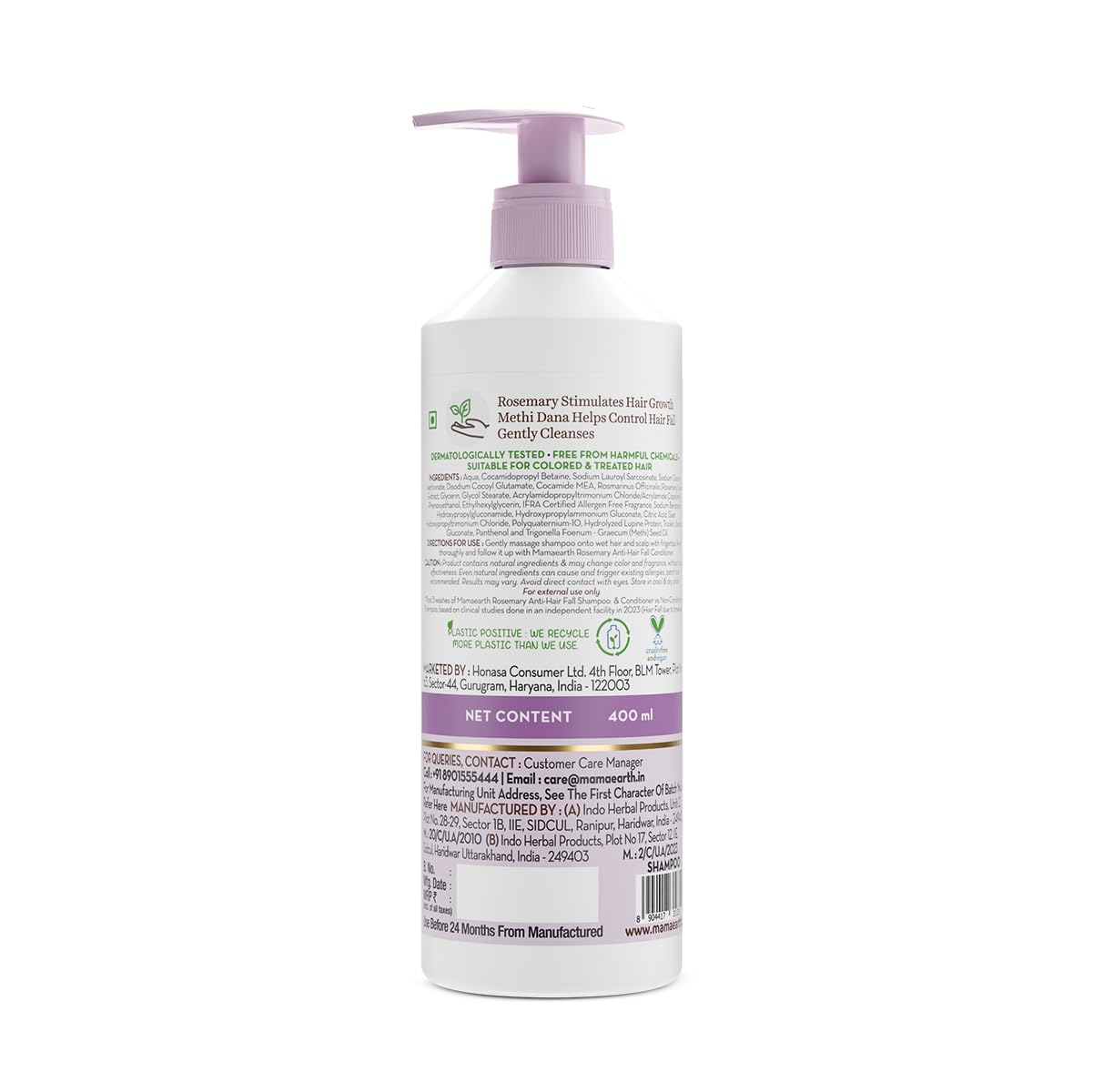 Mamaearth Rosemary & Methi Anti Hair Fall Shampoo (Certified ORGANIC) - 400 ml