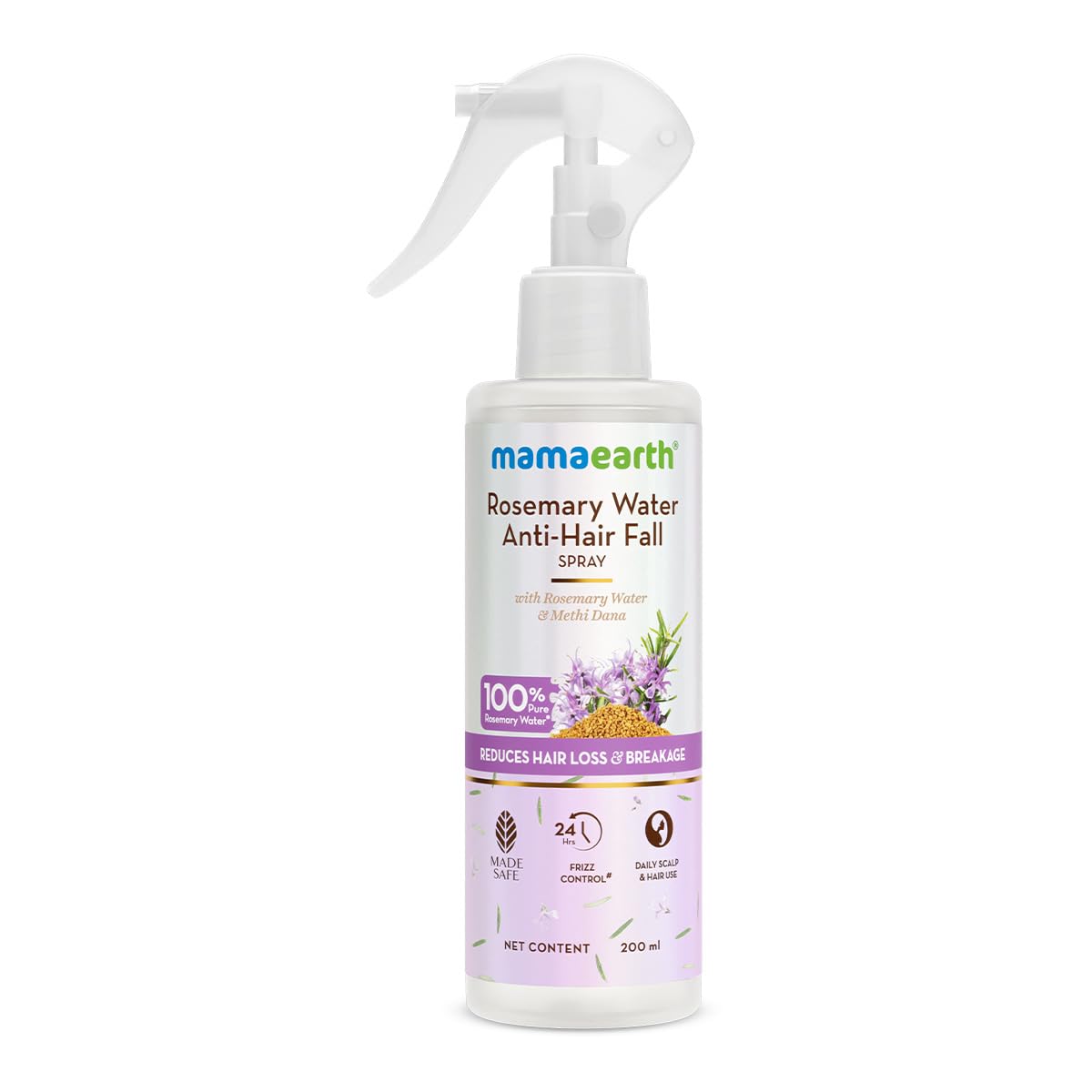 Mamaearth Rosemary Water Anti-Hair Fall Spray with 100% Pure Rosemary Water & Methi (Certified ORGANIC) - 200 ml