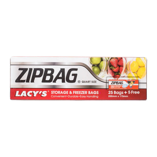 Lacy'S Zipbag Quart Size - 200Mmx175Mm (Boxx25Pc+5Pc Free)