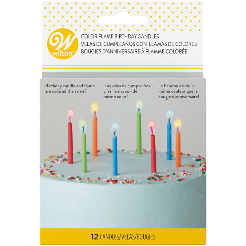 Wilton Color Flame Candle 2" 12Pcs 2811-1011  - 1 Pc
