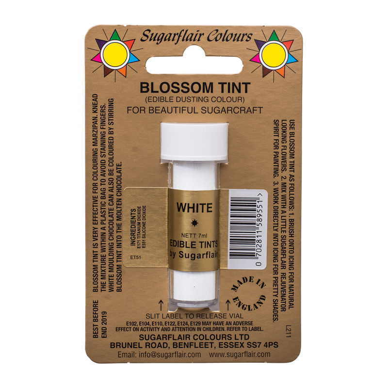 Sugarflair Tint Color Dusting Powder - White D101  -  7Ml