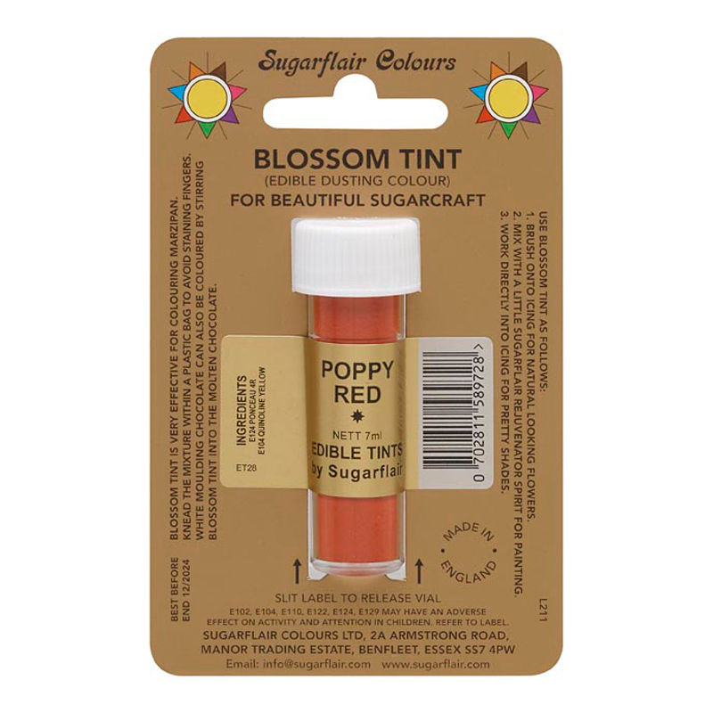 Sugarflair Tint Color Dusting Powder - Poppy Red D115  -  7Ml